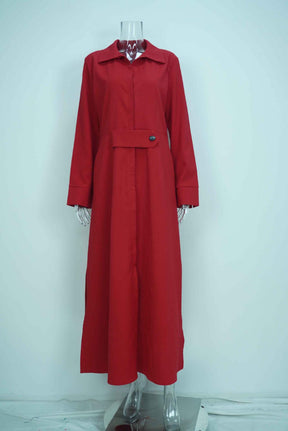 24543  Chic Spring Plain Tie-Waist Elegant Commuter Maxi Abaya Dress