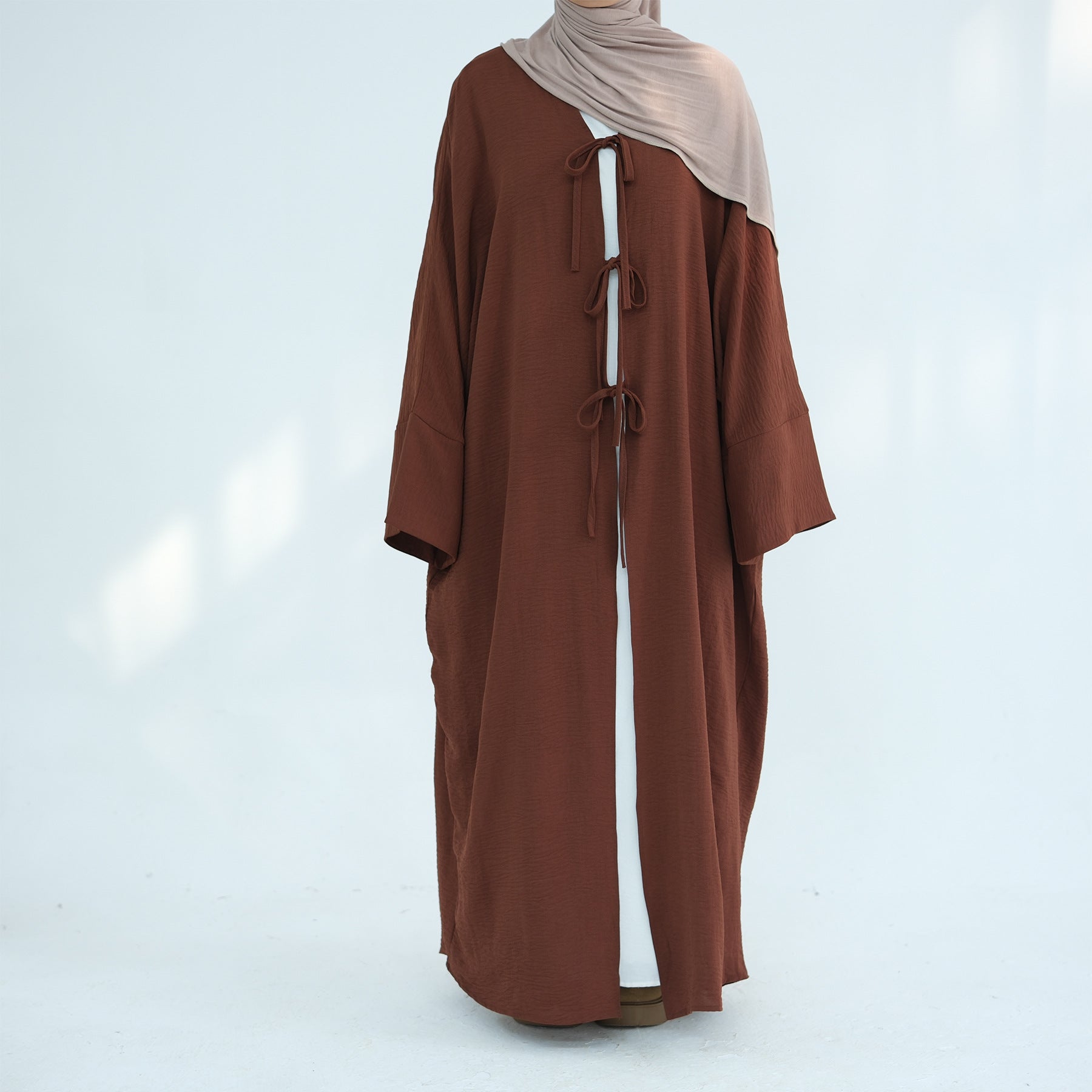 LR883  Tie-Waist Open-Front Polyester Dress