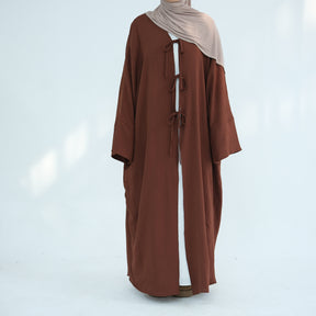 LR883  Tie-Waist Open-Front Polyester Dress