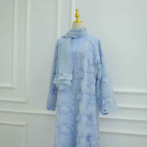 LR1069  3D Floral Beaded Cardigan Abaya