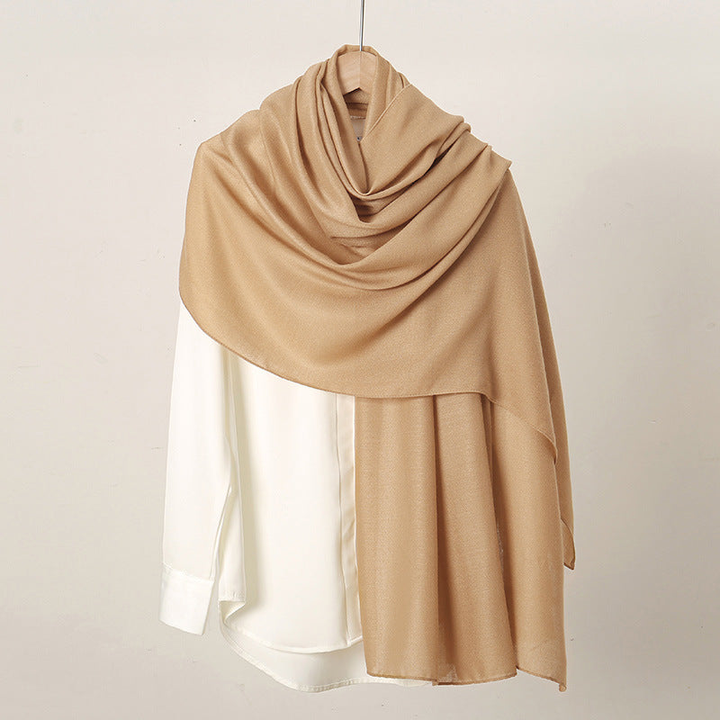 VS814 New retro solid color cotton and linen scarf for women