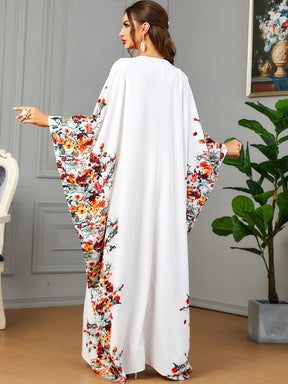 3422  Batwing sleeve printed dress