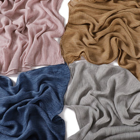 YZ322  Plain Washed-Dye Modal Crinkle Rolled-Edge Hijab
