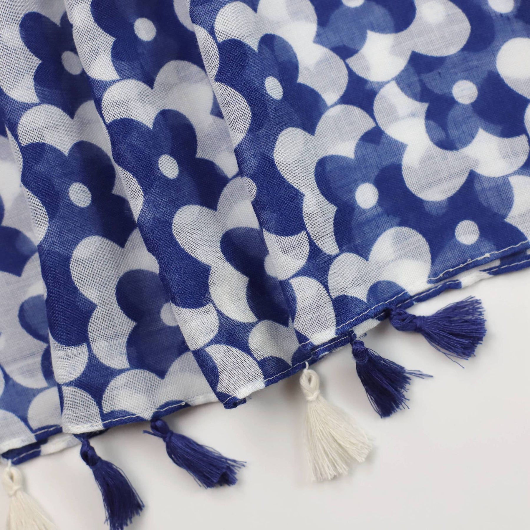 JY230505 Blue sunflower printed scarf