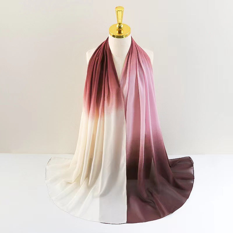 OC011  New gradual color fine chiffon large size scarf women's shawl long scarf Fashion casual scarf thin sunscreen gauze scarf