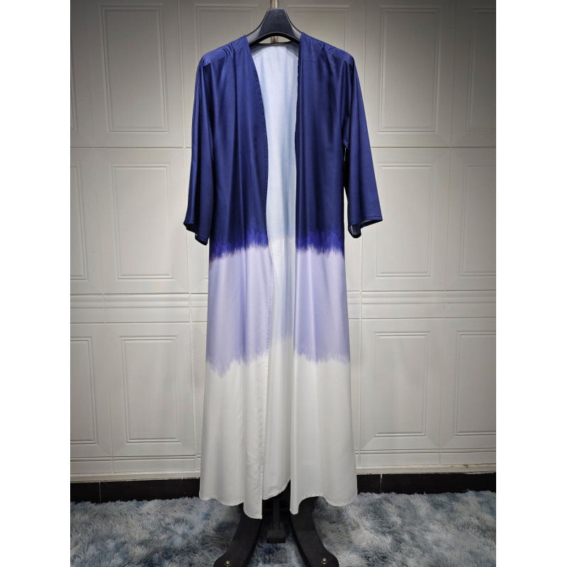 ZD066  Cross-border Muslim clothing fashion tie-dye cloak summer new European and American cardigan dress abaya