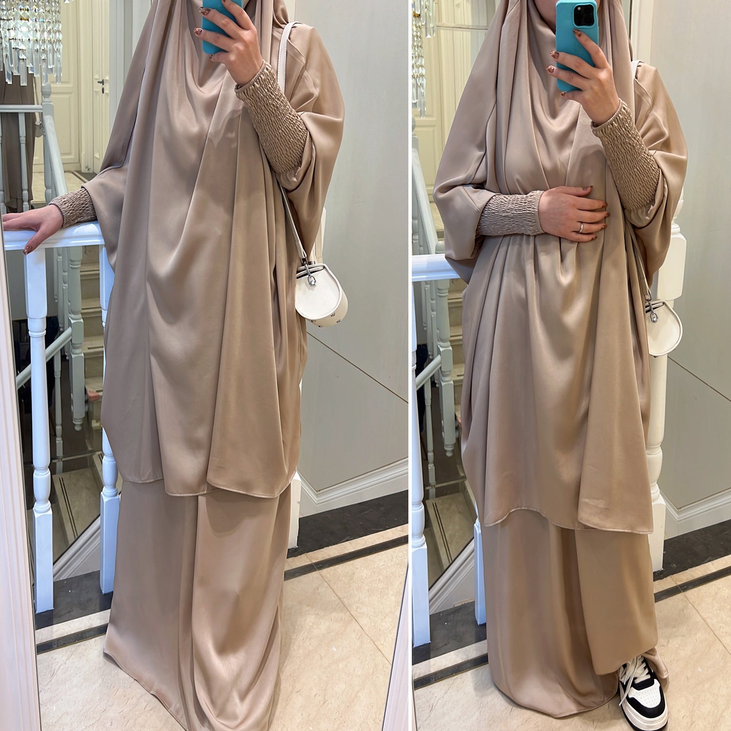 LR618  Plain Flared Abaya Dress Set - Casual Everyday Wear