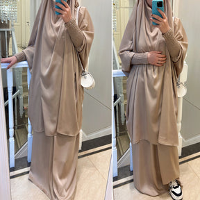 LR618  Plain Flared Abaya Dress Set - Casual Everyday Wear