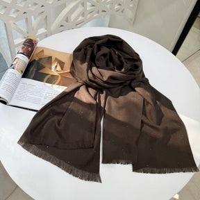 JM001  Plain Starry Hotfix Rhinestone Polyester Tassel Scarf