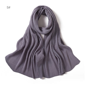 YZ220  Pure color sprinkling silver glitter crease compound chiffon long scarf monochrome pleated headscarf