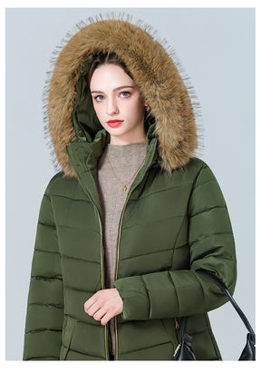 YAXF-8809  Women's Mid-Length Slim Winter Cotton-Padded Puffer Jacket