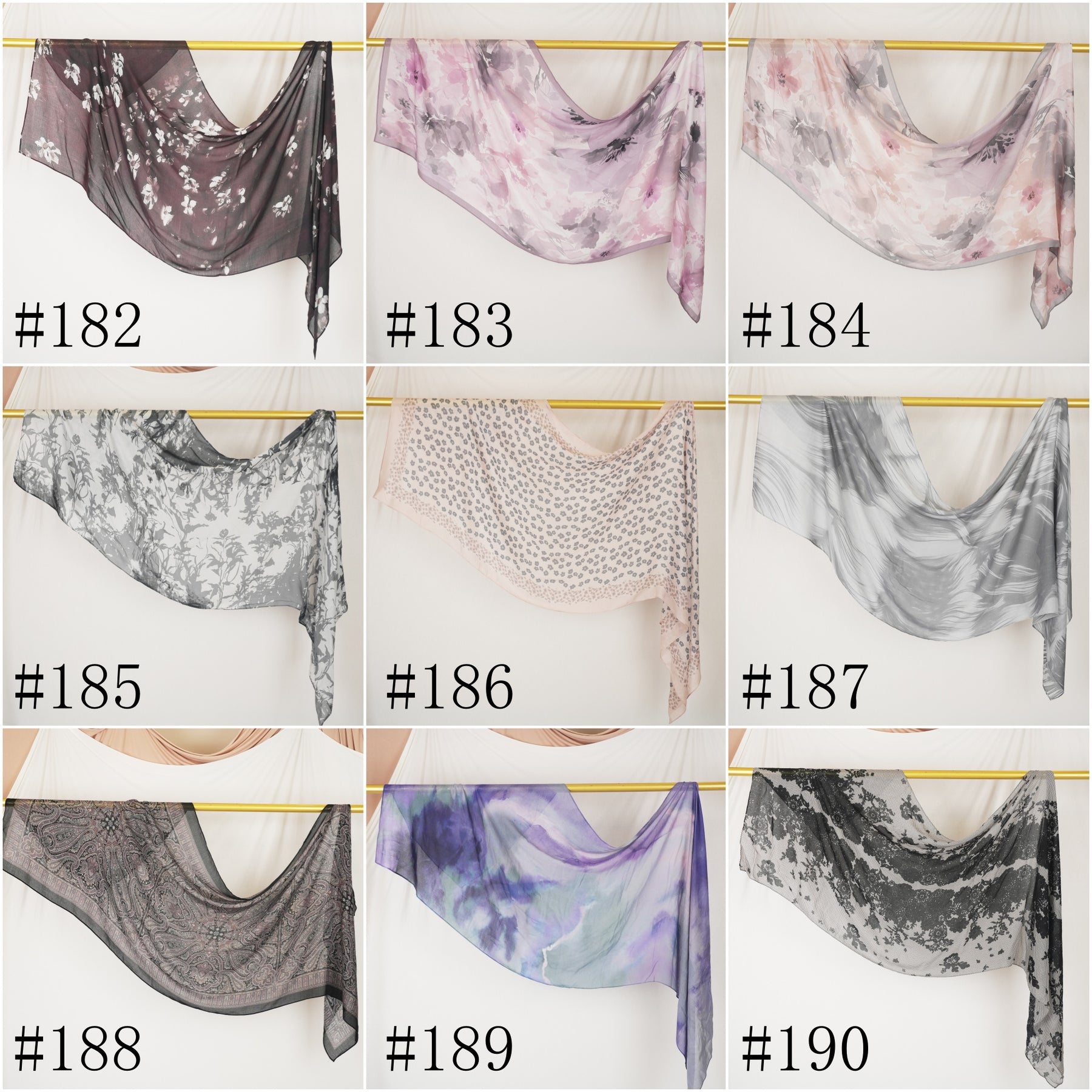 DL001  Modal printed hijab with square corners and rolled hem