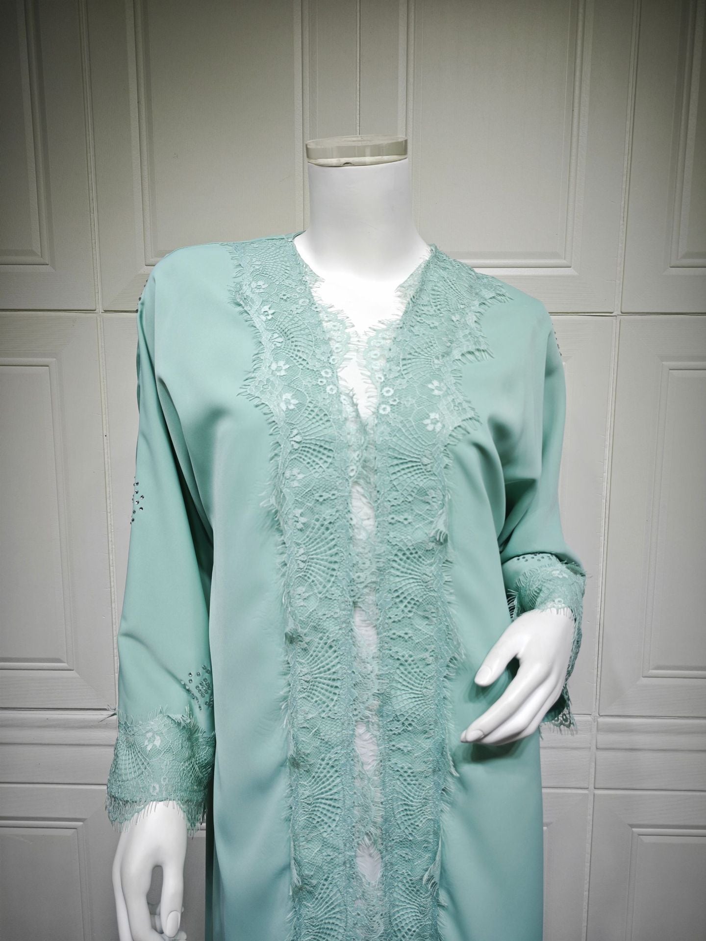 MQ214  Lace Patchwork Fashion Abaya Trendy Dress