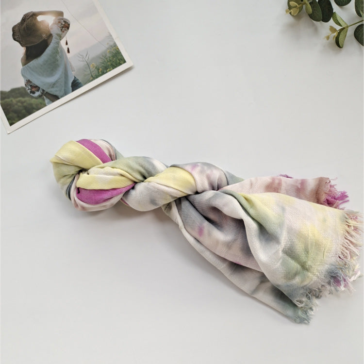 JY-77  Ethnic  style handmade tie-dyed scarf comfortable shawl outside the decorative seaside scarf