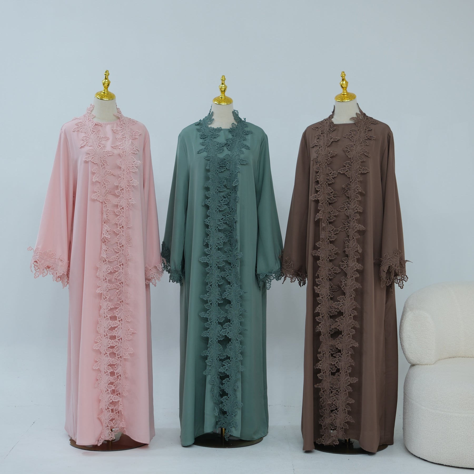 LR1184  Lace Splicing Cardigan and Inner Dress