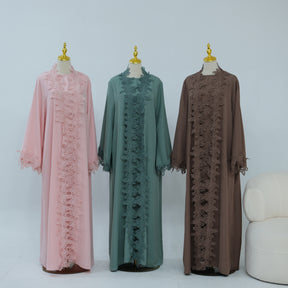 LR1184  Lace Splicing Cardigan and Inner Dress