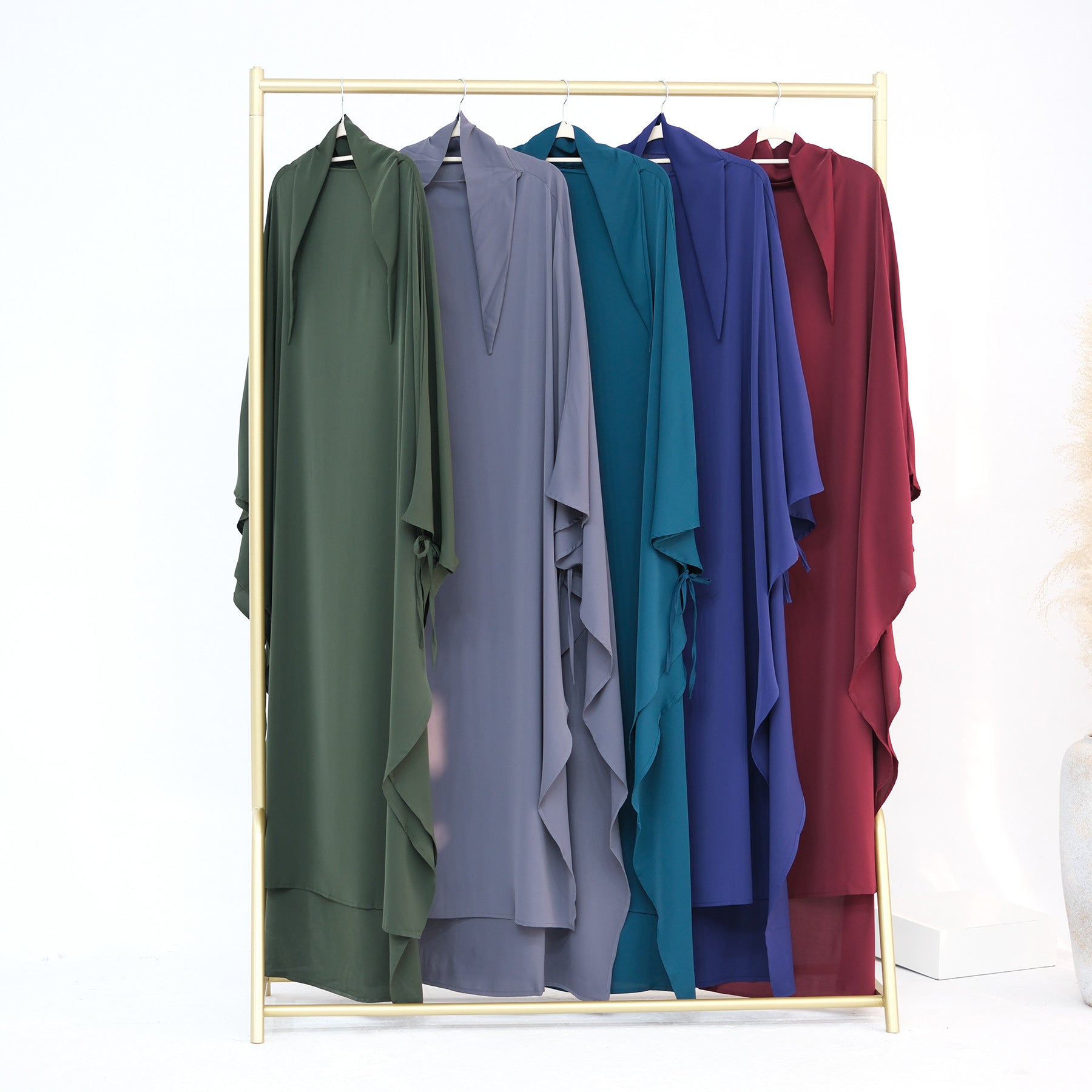 HJ931  Plain Nida Flared Khimar Hijab