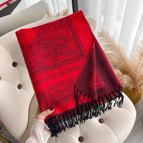 ZM001  Cashew Print Faux Cashmere Double-Sided Autumn Winter Scarf