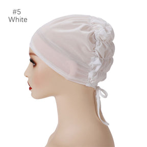 YS002  New solid color gauze binding primer cap Breathable elastic elastic strap small cap gauze gauze primer non-slip cap