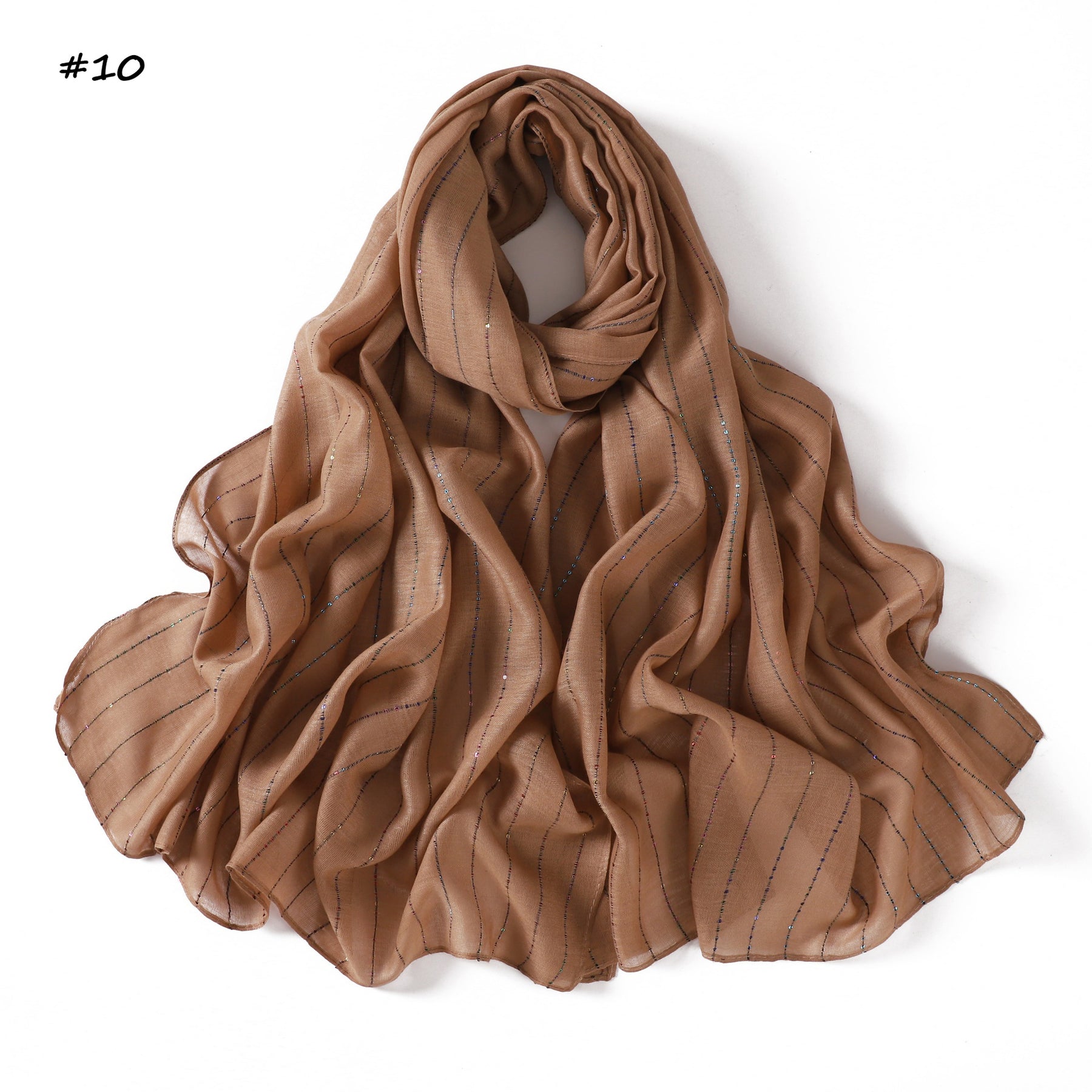 YZ328  Striped Lightweight Polyester Colorful Sequin Hijab