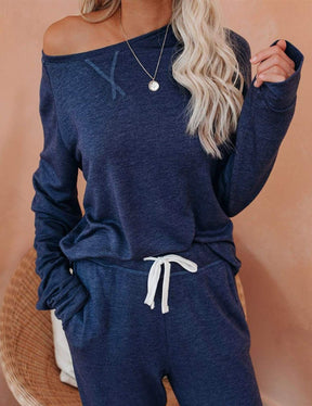 11081 Autumn and winter two-piece casual home long-sleeved T-shirt and pants