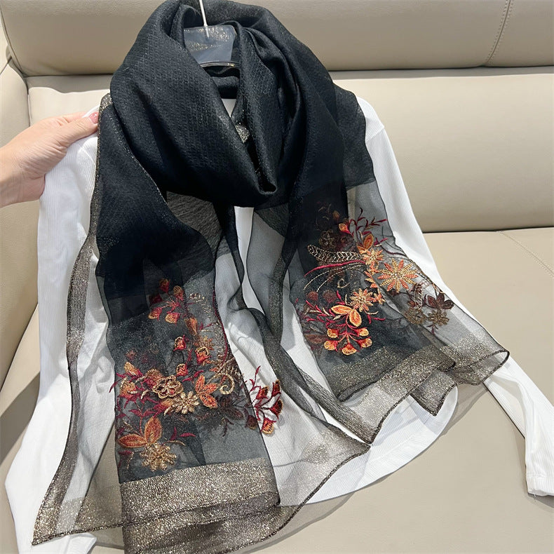 ws-9456153121  High-end Suzhou embroidery manual simulation silk summer scarf embroidered scarf gift with high-end shawl