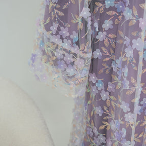 LR1189  3D Floral Open Abaya + Nida Inner Layer + Hijab Set