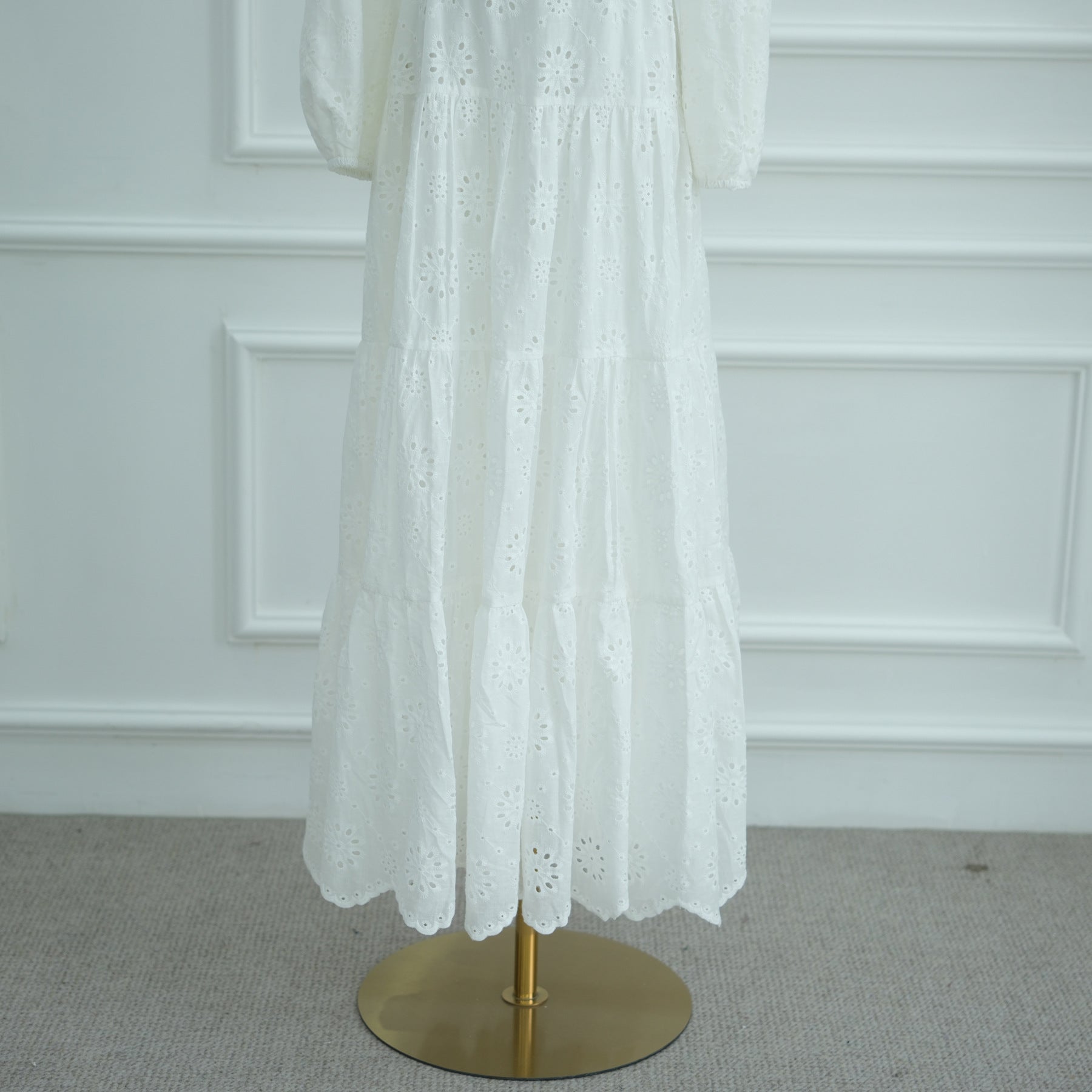 LR1066  Pure Cotton Embroidery Abaya Floral Dress