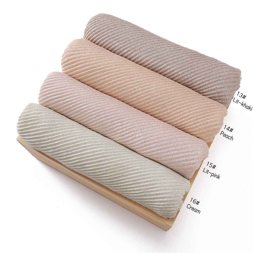 YZ112 Gold and Silver Thread Solid Color Crinkled Hijab