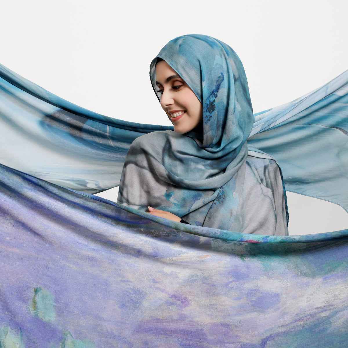 MD4-9  High quality abstract art print single stitch long scarf soft and breathable hijab