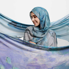 MD4-9  High quality abstract art print single stitch long scarf soft and breathable hijab