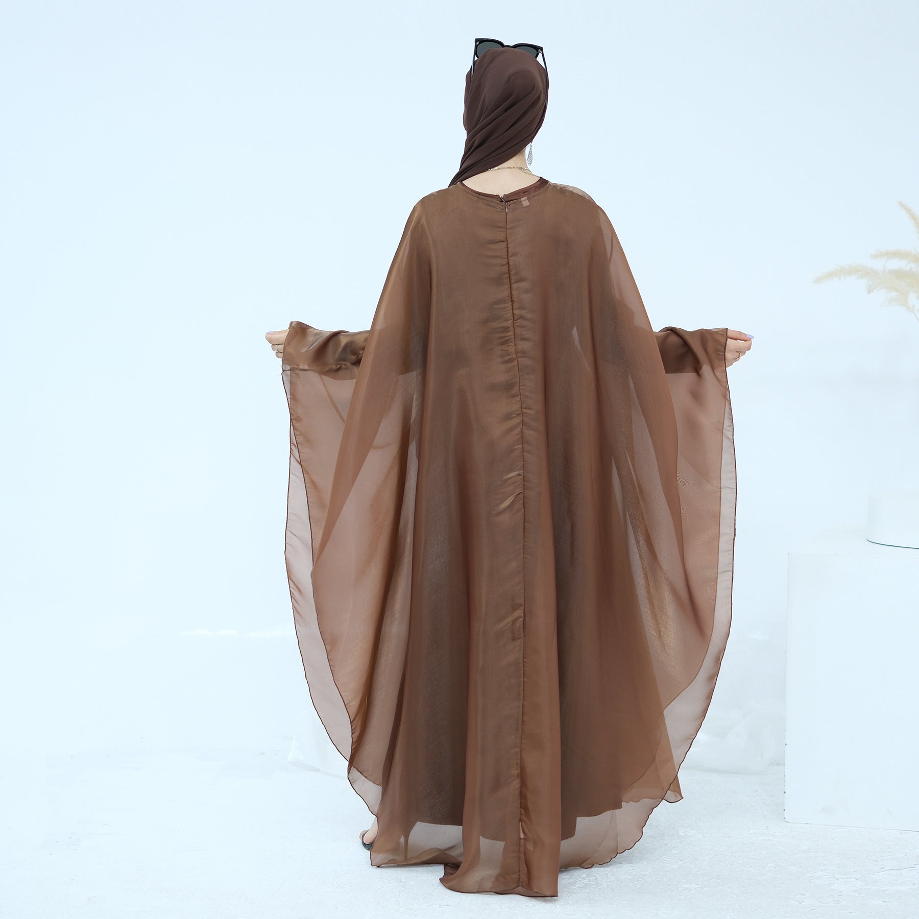 LR943+LR944  Plain elegant dress + inner + hijab set