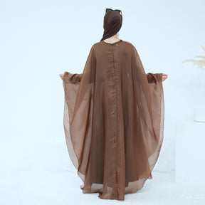 LR943+LR944  Plain elegant dress + inner + hijab set