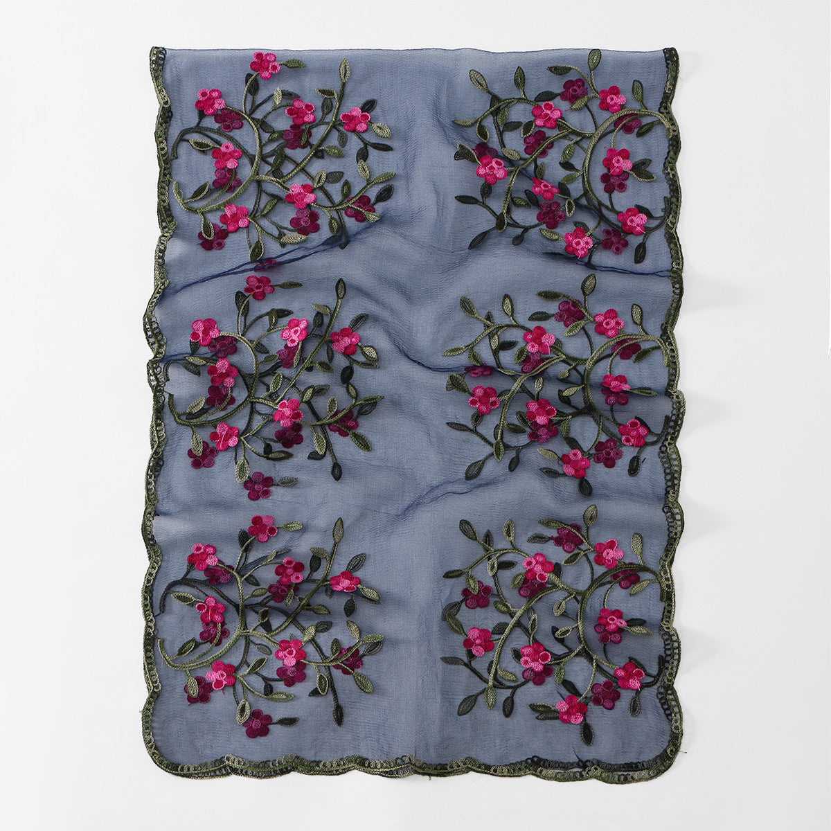 VE154  Nylon Embroidered Breathable Lightweight Hijab