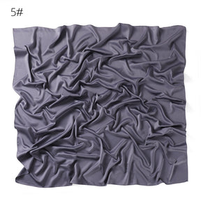 YZ190   90cm matte color ding imitation silk satin solid color square scarf shawl scarf dual purpose scarf scarf woman