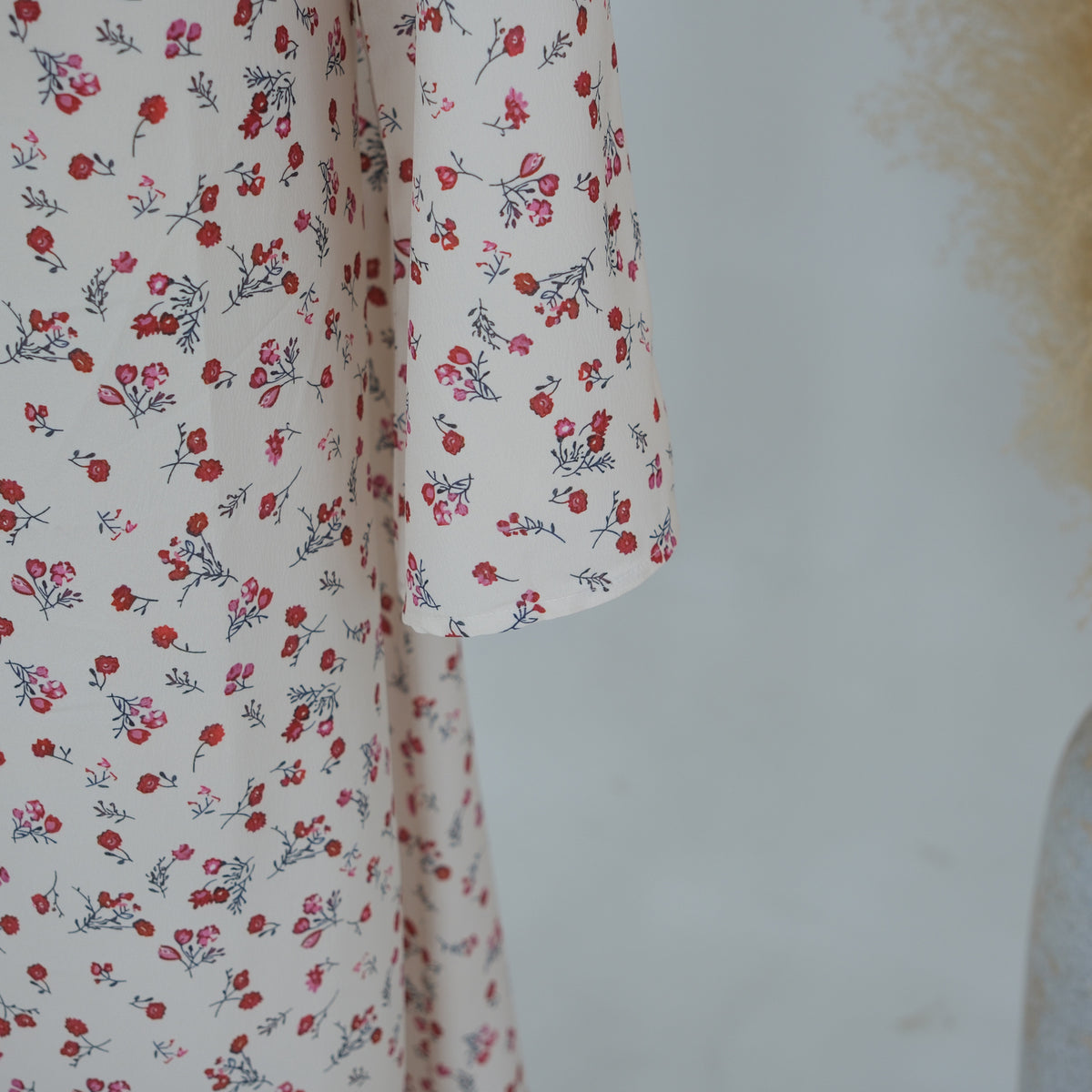 LR1324  Floral Print Plus Size Polyester Long Sleeve Dress - No Hijab
