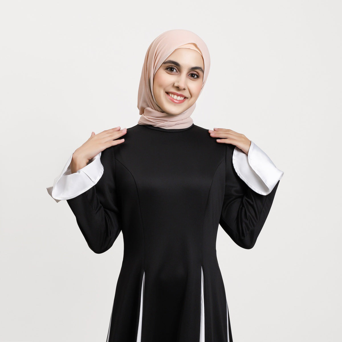 YZ317  Plain Pearl Chiffon Hijab with Built-in Magnetic Closure