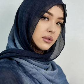 YC003  Striped Gradient Crinkled Short Tassel Printed Modal Hijab