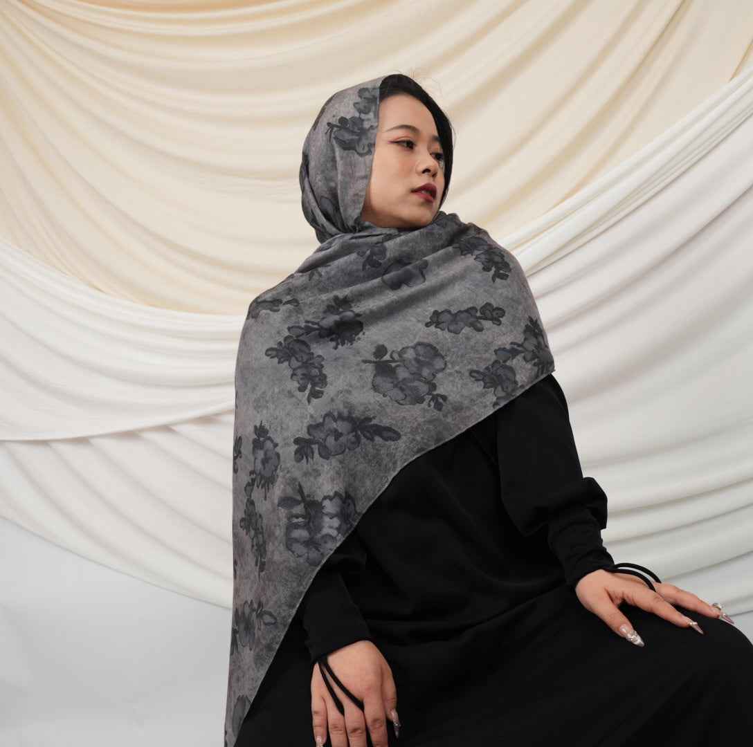 MD018  Modal polyester-cotton tie-dye single stitch Muslim hijab