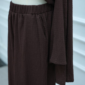 LR1034  Women's Plain Button Cardigan & Pants Two-Piece Set