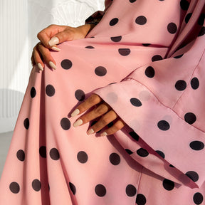 LR1119  Women's Vibrant Polka Dot Cardigan & Hijab 2-Piece Set