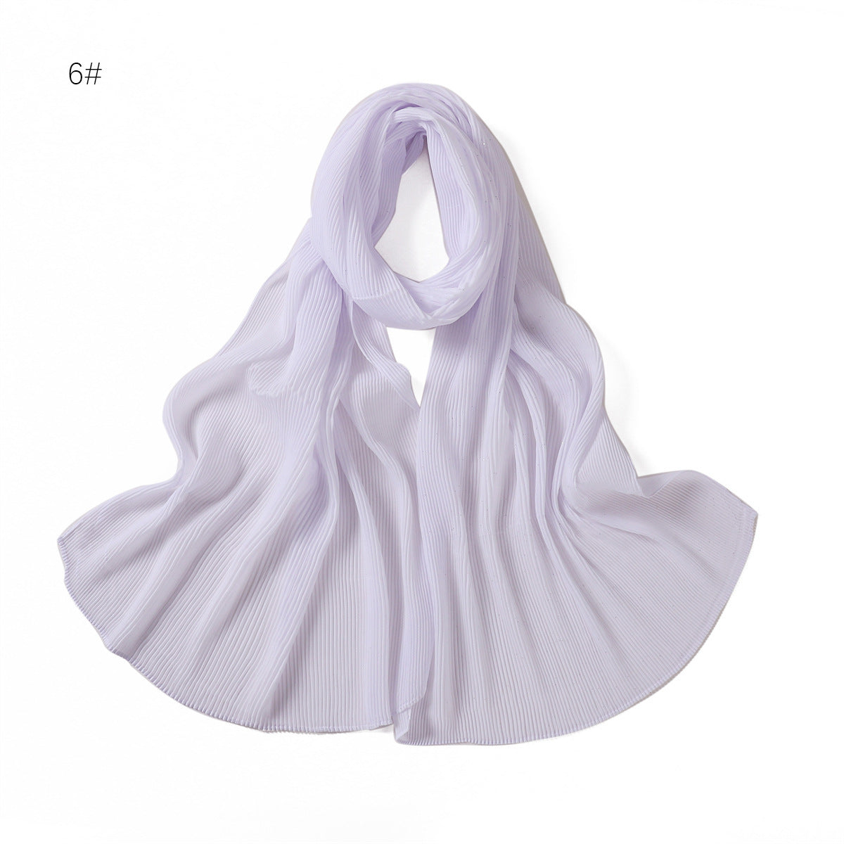 YZ220  Pure color sprinkling silver glitter crease compound chiffon long scarf monochrome pleated headscarf