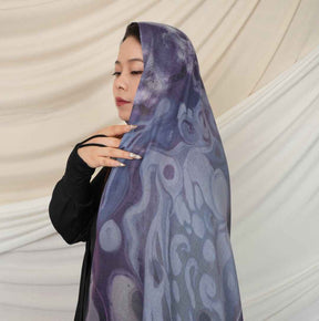 MD019  Modal polyester-cotton tie-dyed Muslim hijab