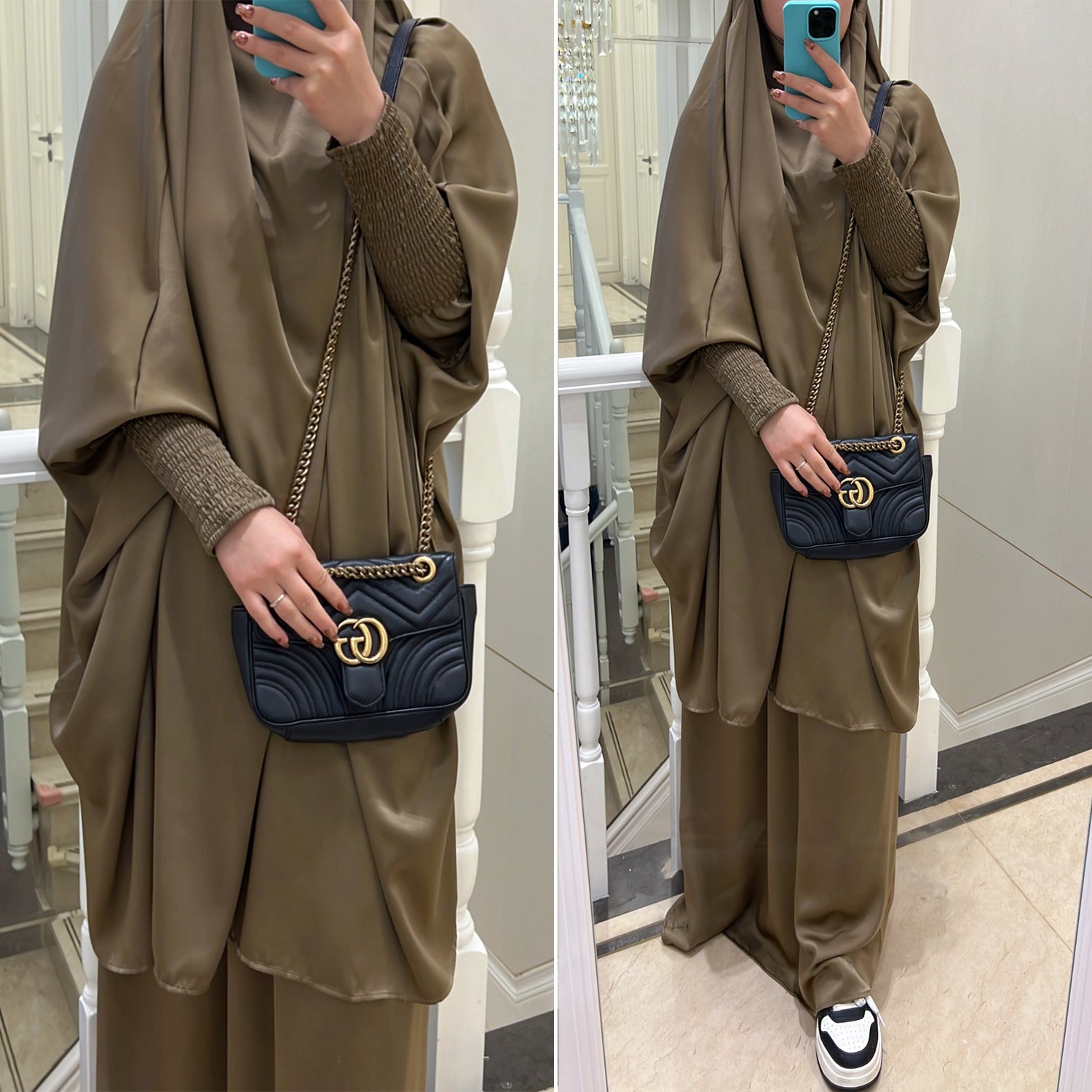 LR618  Plain Flared Abaya Dress Set - Casual Everyday Wear