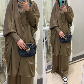 LR618  Plain Flared Abaya Dress Set - Casual Everyday Wear