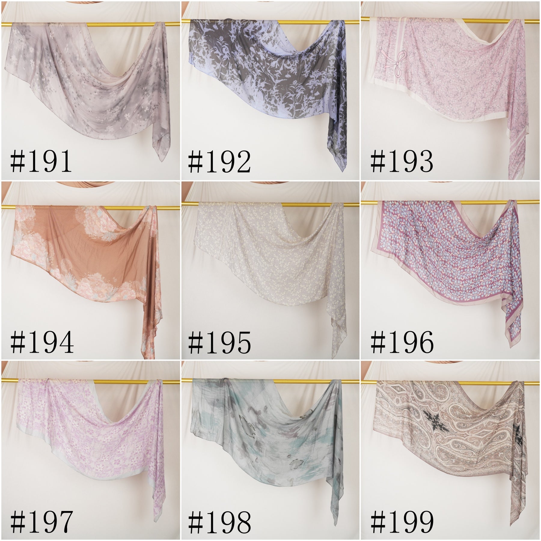 DL001  Modal printed hijab with square corners and rolled hem