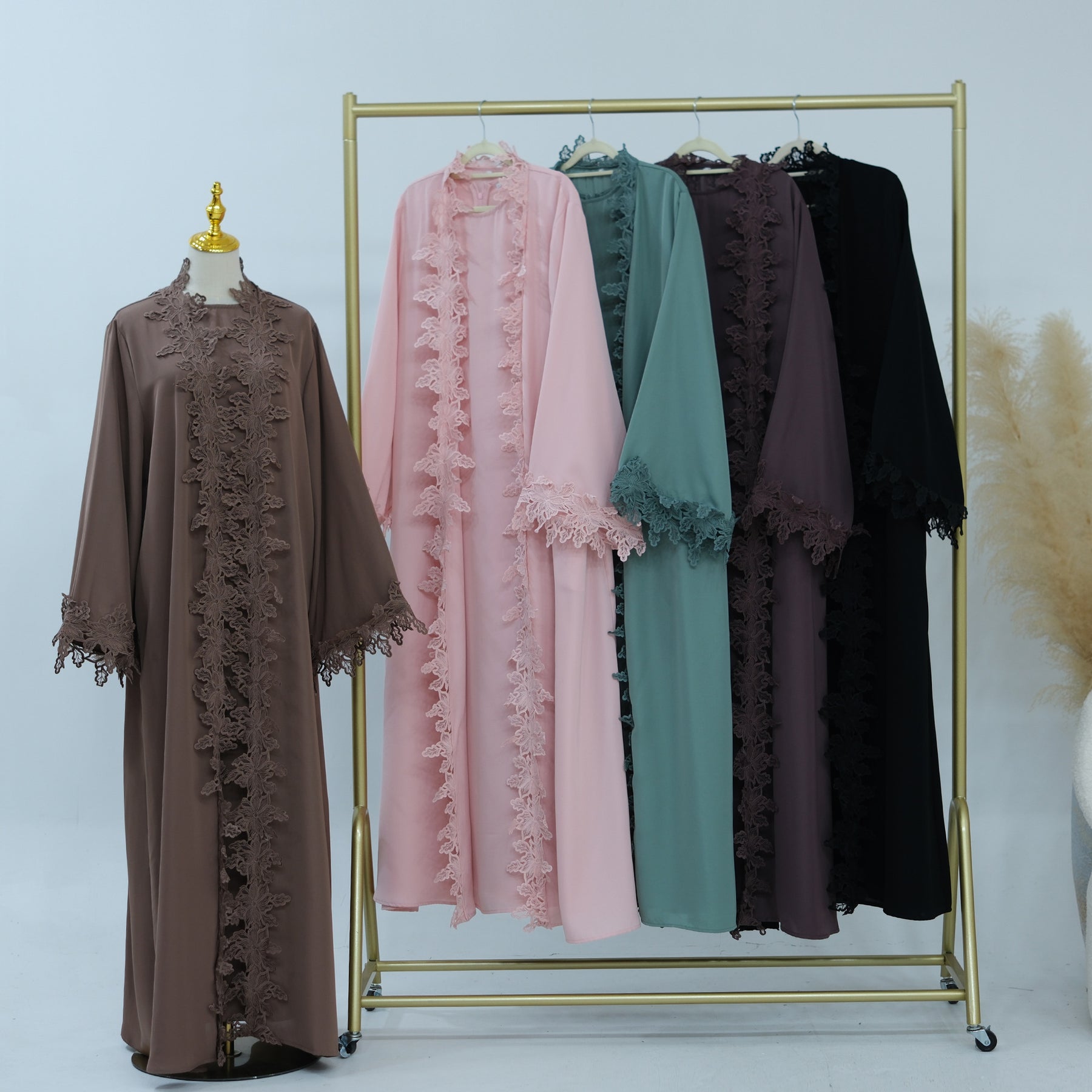 LR1184  Lace Splicing Cardigan and Inner Dress
