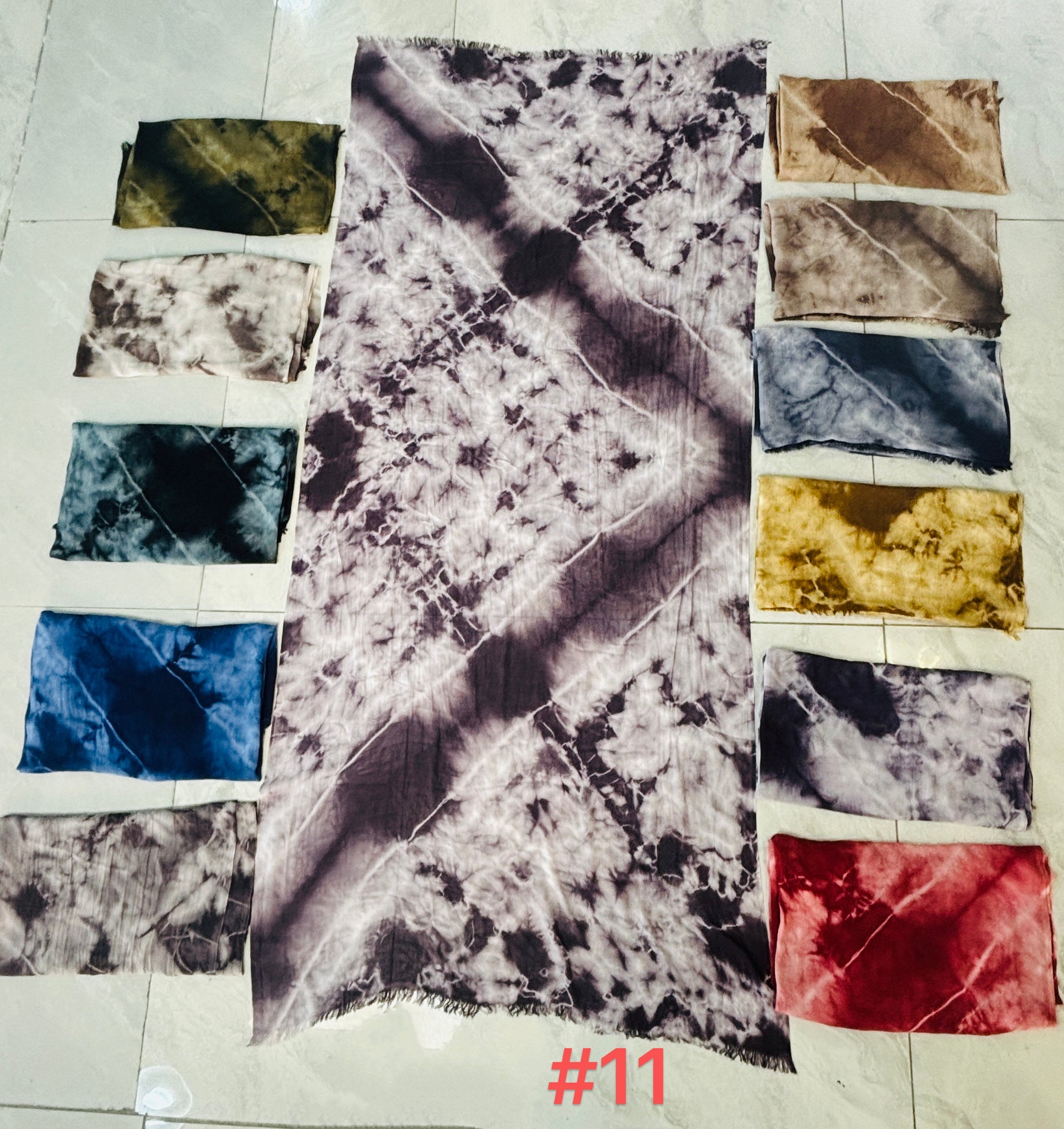 SS013  Modal Tie-Dye Printed Hijab with Short Fringe Ends