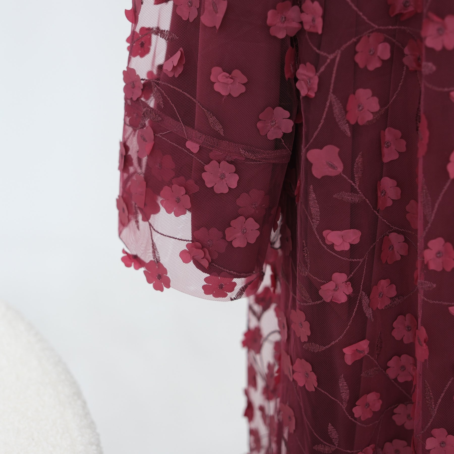 LR1189  3D Floral Open Abaya + Nida Inner Layer + Hijab Set