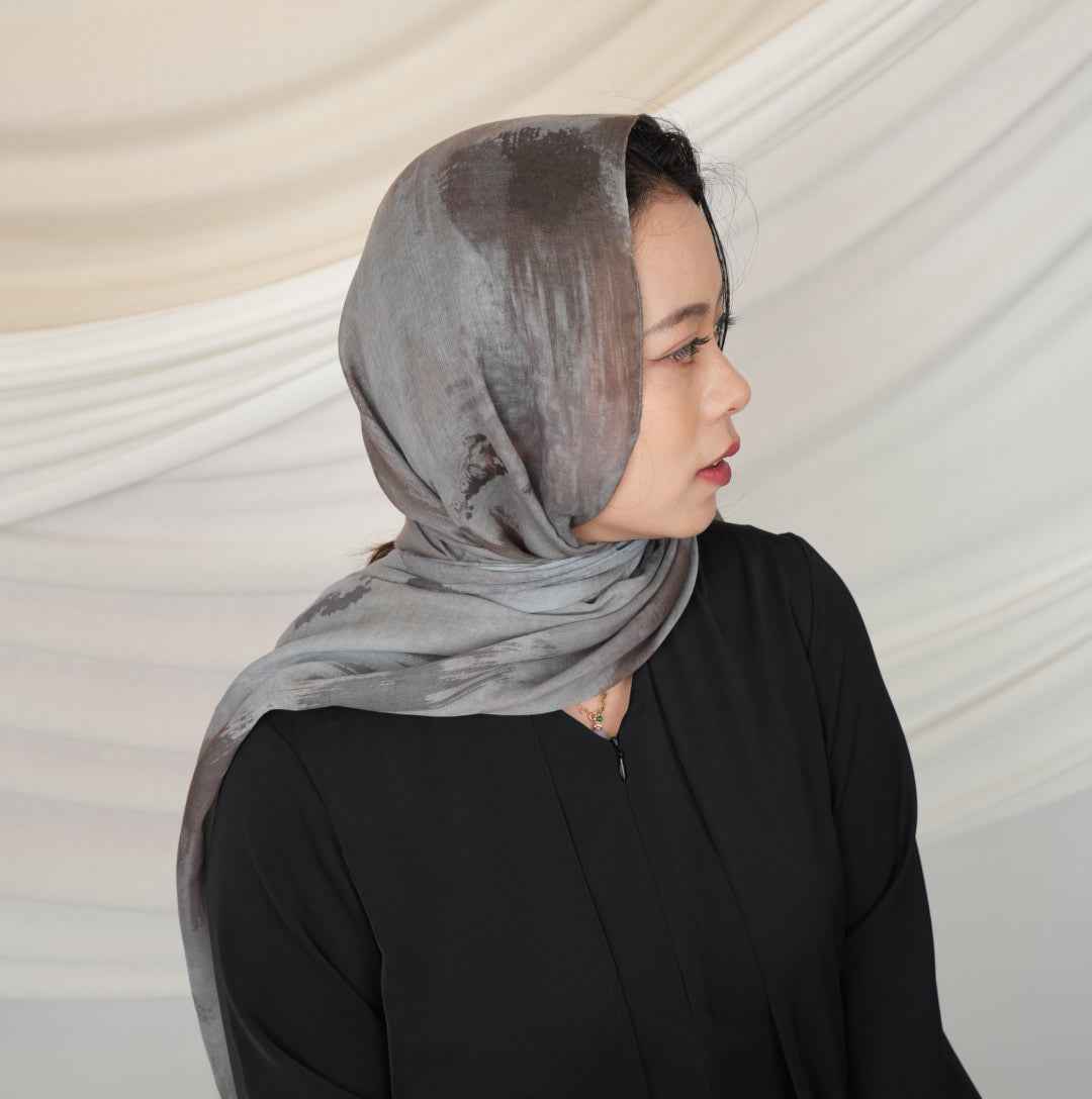 MD021  Modal polyester-cotton tie-dye single stitch Muslim hijab